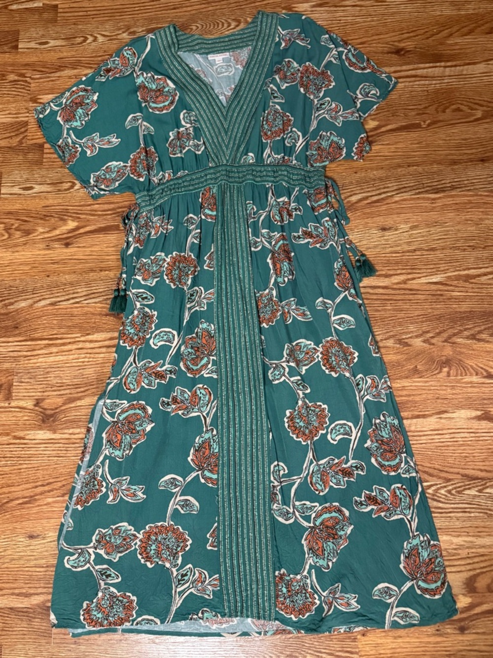 Knox Rose Teal Floral V-Neck Maxi Dress - Picture 8 of 12